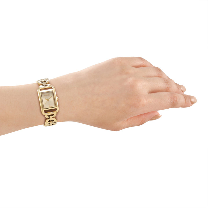 Quartz Gold Rectangular Dial Women's Watch - DK1L142M0235