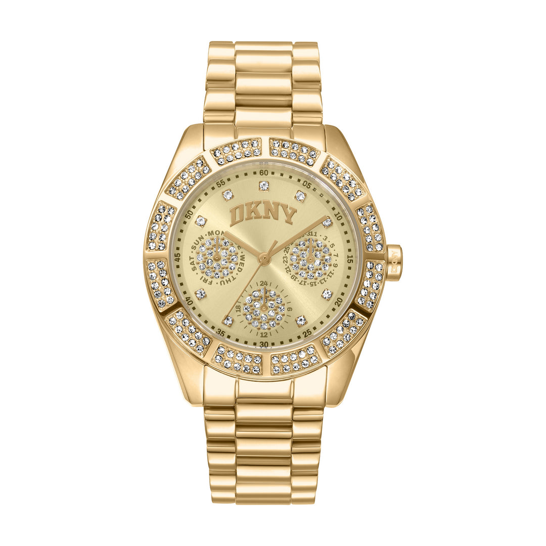 Multifunction Gold Round Dial Women's Watch - DK1L171M0065