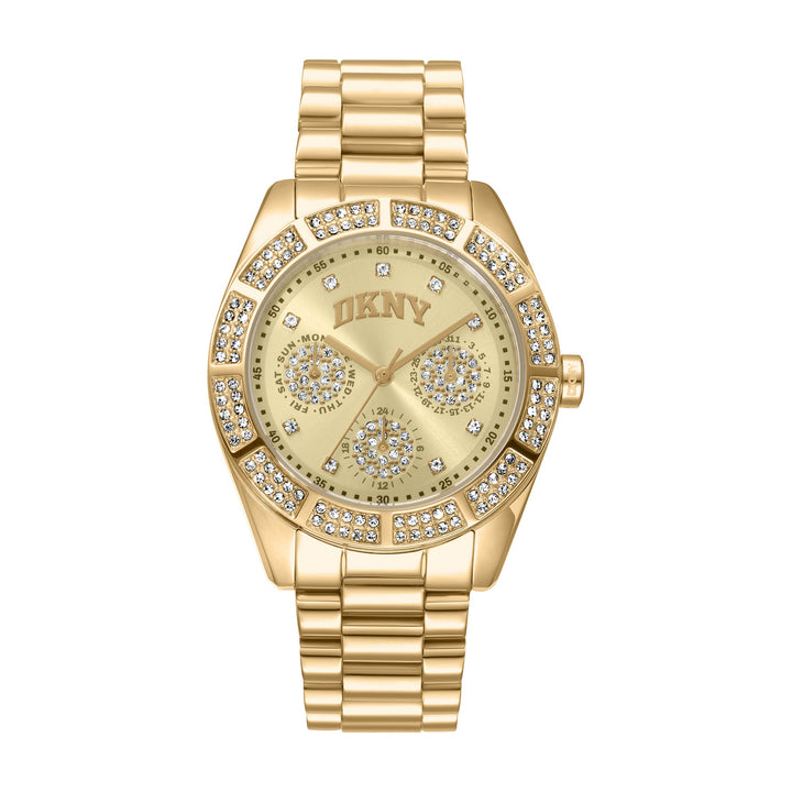 Multifunction Gold Round Dial Women's Watch - DK1L171M0065