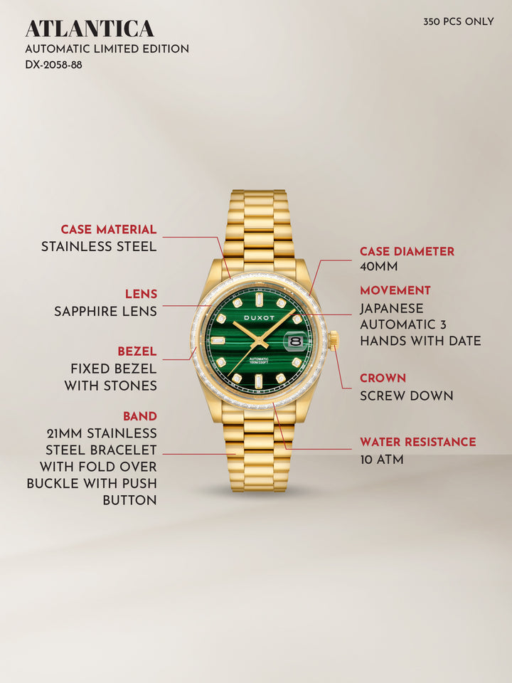 Duxot Atlantica Rainbow Diver Limited Edition Crystal Men's Watch -  DX-2058-88