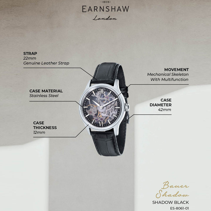 Bauer Shadow Mechanical Automatic Men's Watch -  ES-8061-01