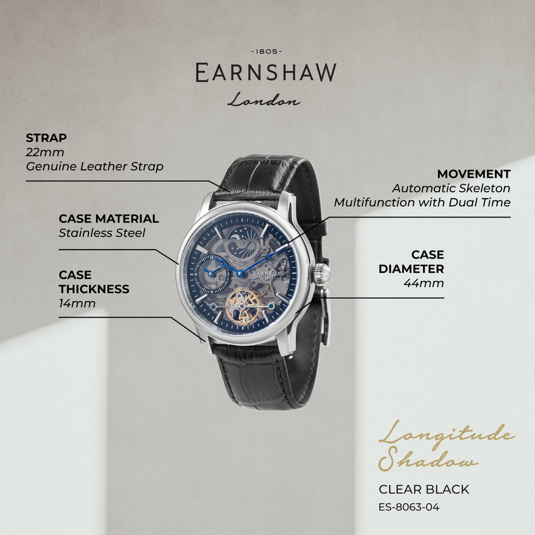 Longitude Shadow Dual Time Men's Watch -  ES-8063-04