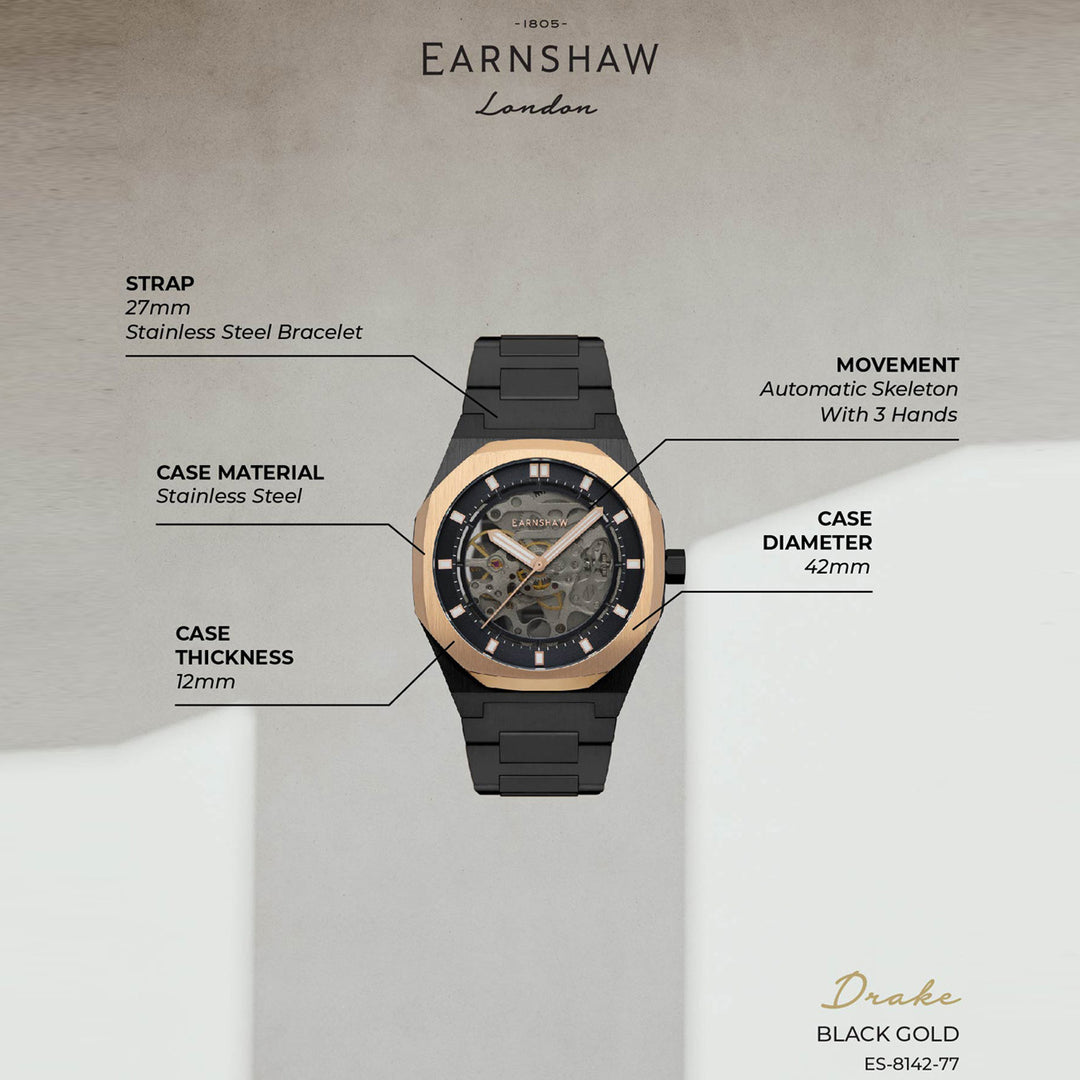 Drake Skeleton Automatic Men's Watch -  ES-8142-77