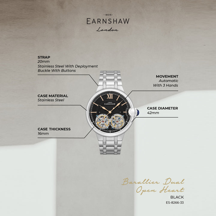Barralier Double Heart Automatic Men's Watch -  ES-8266-33