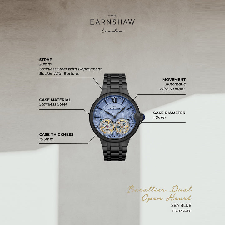 Barralier Double Heart Automatic Men's Watch -  ES-8266-88