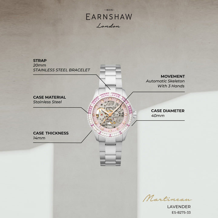 Ladies Martineau Automatic Skeleton Women's Watch -  ES-8275-33