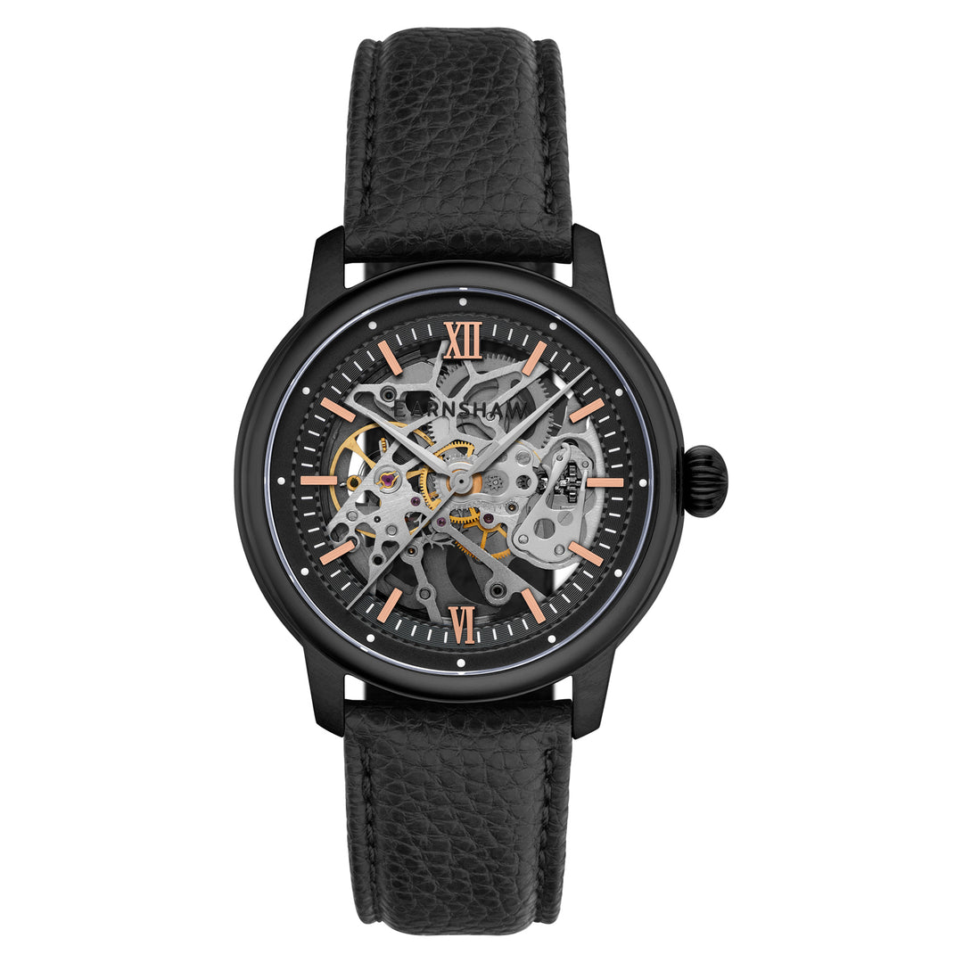 Cornwall Automatic Skeleton Black Round Dial Men&