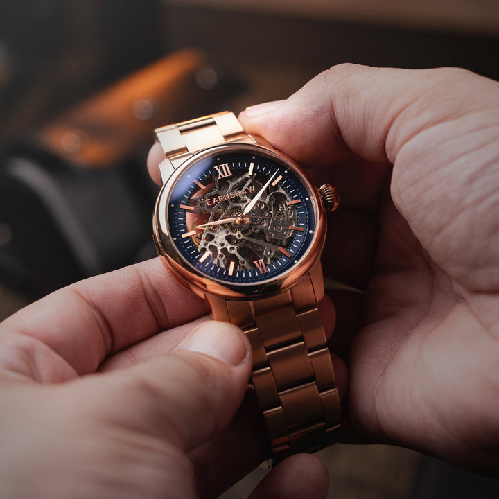 Cornwall Automatic Skeleton Navy Blue Round Dial Men&
