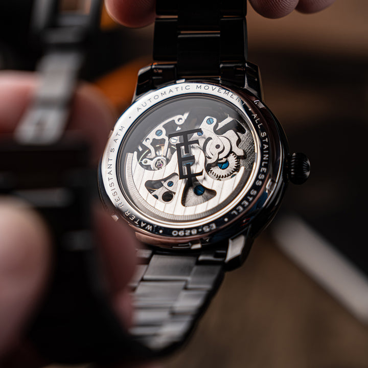 Cornwall Automatic Skeleton Black Round Dial Men&