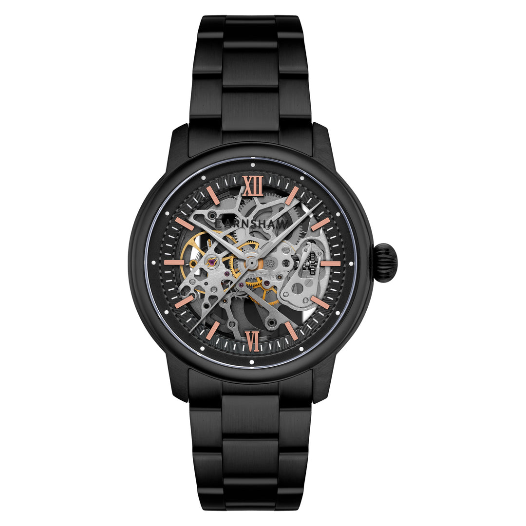 Cornwall Automatic Skeleton Black Round Dial Men&