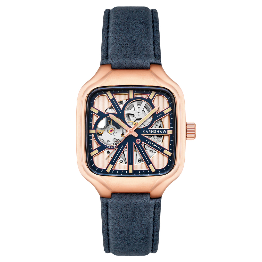 Paxton Skeleton  Automatic Blue Square Dial Men's Watch - ES-8294-02