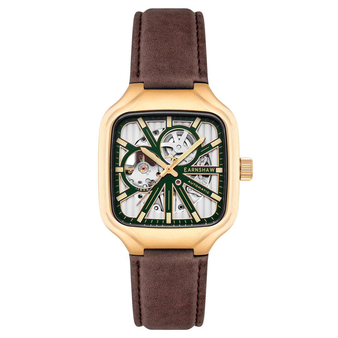 Paxton Skeleton  Automatic Green Square Dial Men's Watch - ES-8294-03
