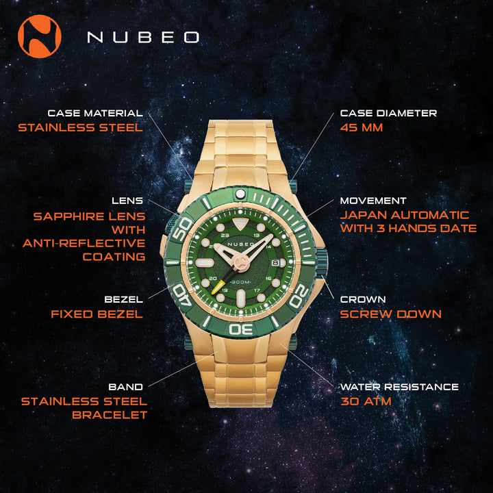 Manta 45mm Unidirectional Luminous Men's Watch -  NB-6059-33