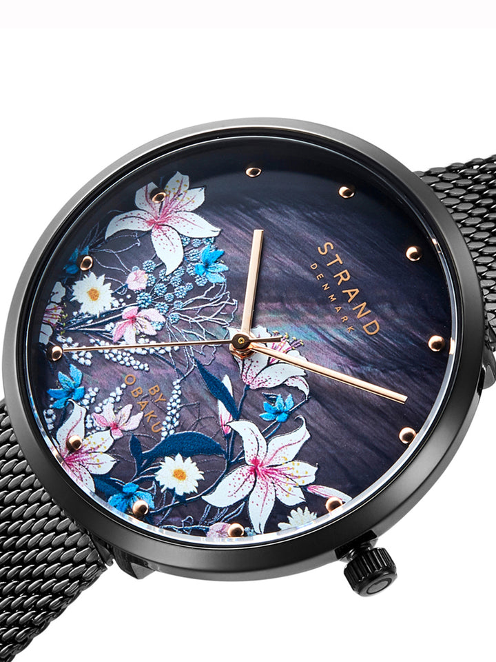 Flower Charcoal Quartz MOP Women's Watch - S700LXBBMB-DF