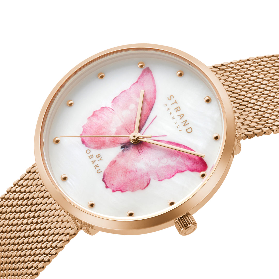 Printed Butterfly Quartz MOP Women's Watch - S700LXVWMV-DBP