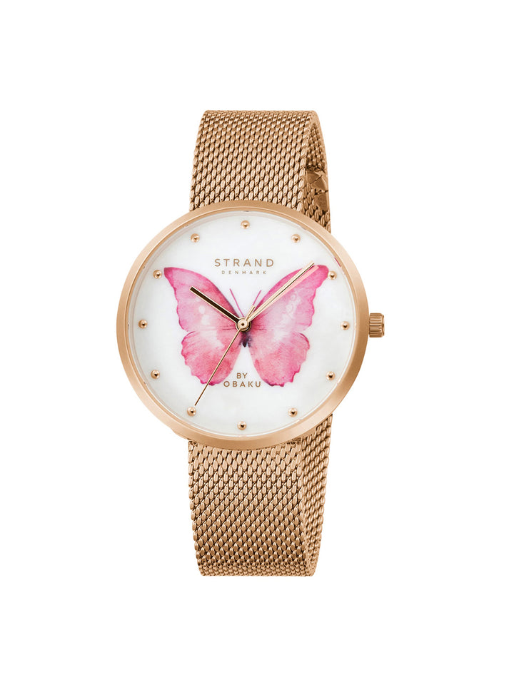 Printed Butterfly Quartz MOP Women's Watch - S700LXVWMV-DBP