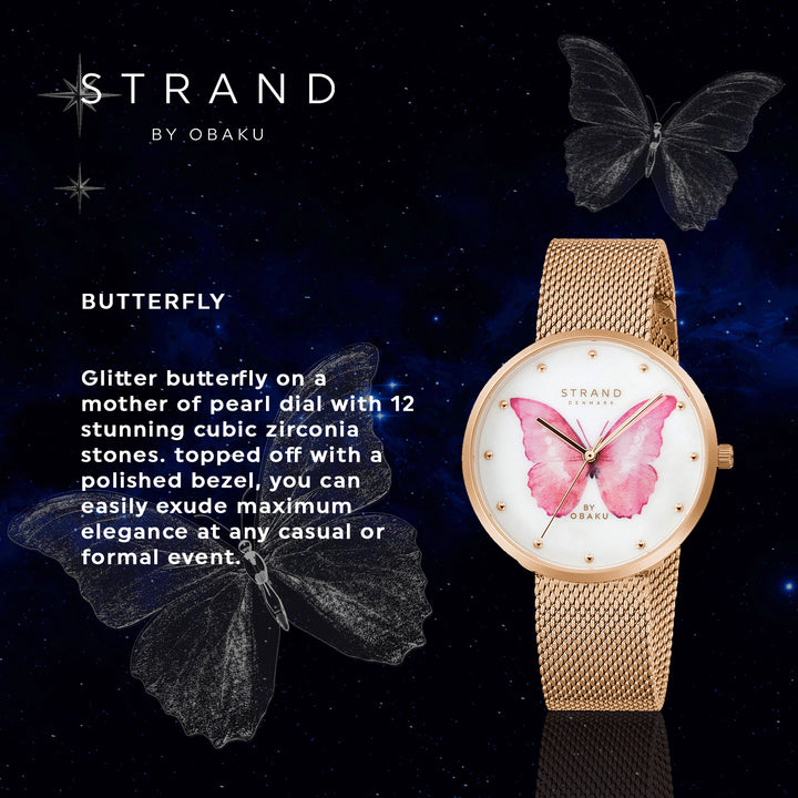 Printed Butterfly Quartz MOP Women's Watch - S700LXVWMV-DBP