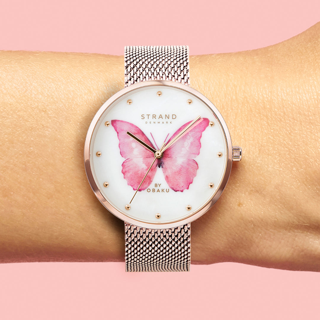 Printed Butterfly Quartz MOP Women's Watch - S700LXVWMV-DBP