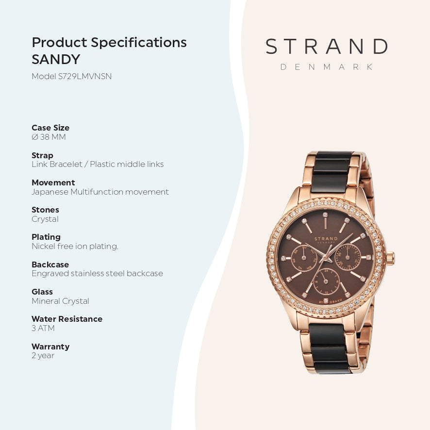 Sandy Coffee Multifunction Women's Watch - S729LMVNSN-MC