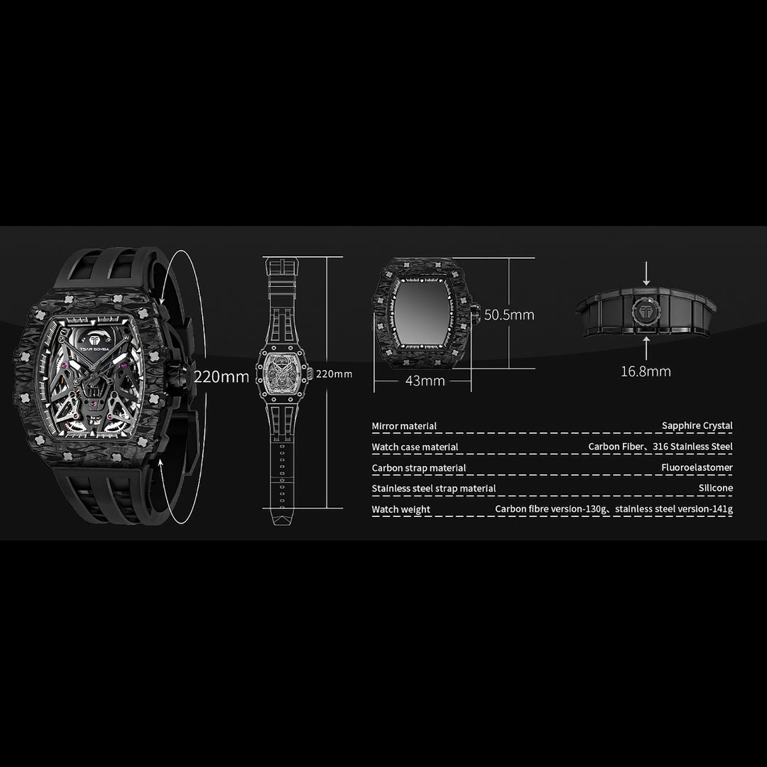 Automatic 21 Jewels Luminous Dial Sapphire Crystal Men's Watch -  TB8207CF-01