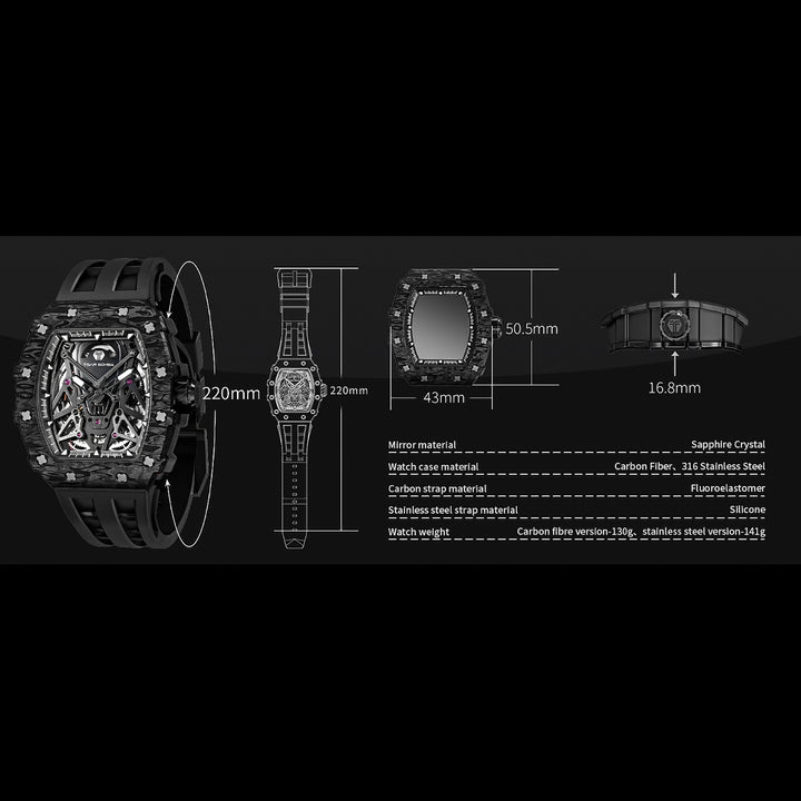 Automatic 21 Jewels Luminous Dial Sapphire Crystal Men's Watch -  TB8207CF-01