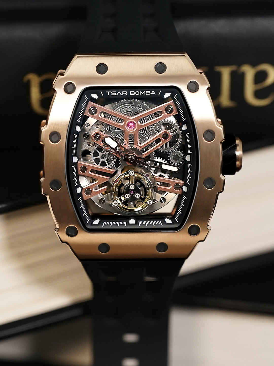 Automatic 21 Jewels Skeleton Dial Sapphire Crystal Men's Watch - TB8208A-07