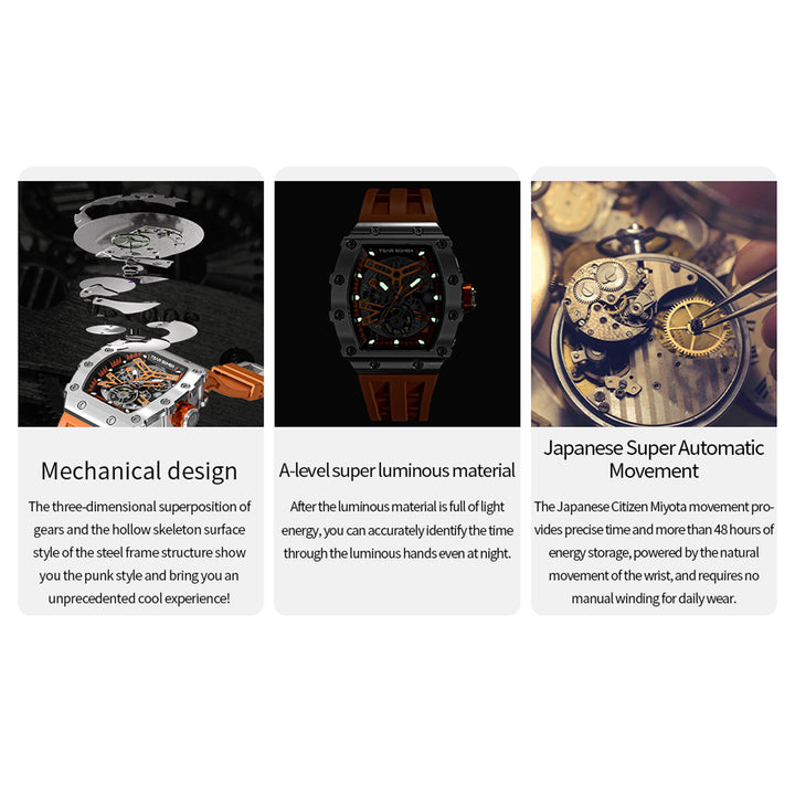 Automatic 21 Jewels Luminous Dial Sapphire Crystal Men's Watch -  TB8208A-18