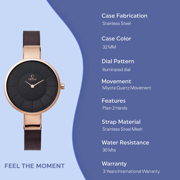 Sol Walnut Quartz Women's Watch -  V149LXVNMN