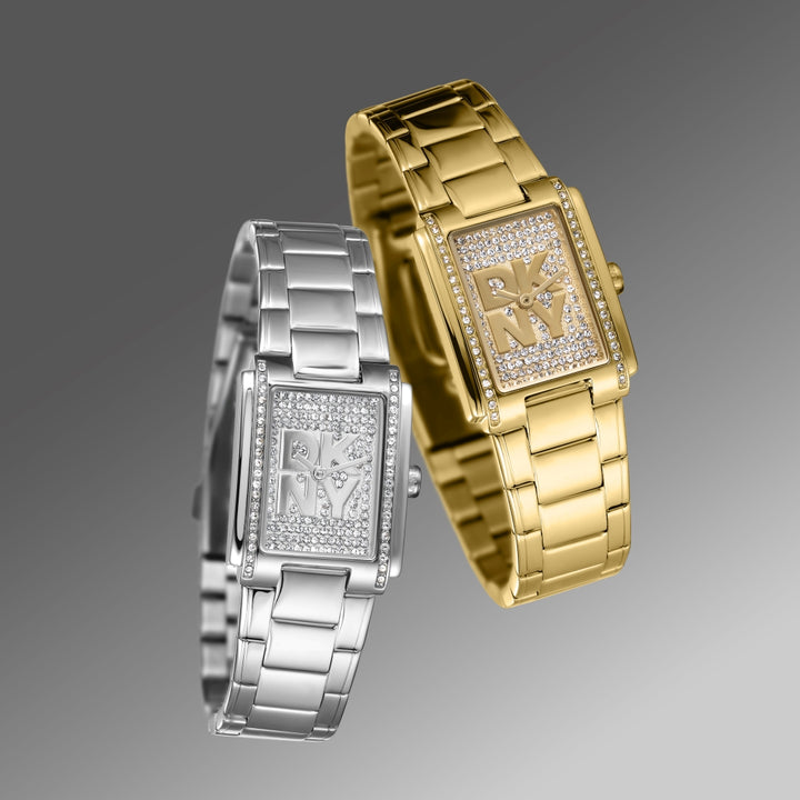 Logo Quartz Silver Rectangular Dial Women's Watch - DK1L140M0035